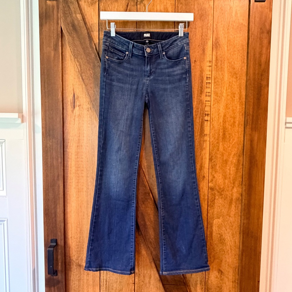 Paige Skyline Boot Petite Jeans Size 25 Dark Wash Stretch Bootcut Denim Made USA